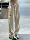 Embroidered Straight Leg Casual Sweatpants-Outfit
