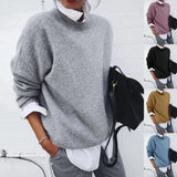 Autumn Long Pullover Solid Color Knitted