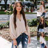Tops Casual V-Neck Loose Blouse 2023 Fashion Women Loose Shirt Vintage Shirt Elegant Women Clothes Blusas