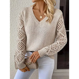 Ins Design Long Sleeve V-Neck Knitted Dress
