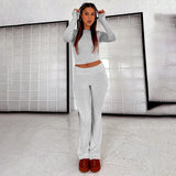 New Casual Wind Low-Rise Horn Pants Fashion Thin Solid Pants Set