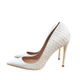 Pumps Famous Brand Designer Shoes for Women Snake's Pattern Pointed Toe Sexy High Heels 12 cm plus size YG021