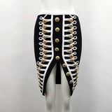 Sexy Bandage Pencil Skirts Women 2022 Bodycon Summer Clothes Front Split High Waist Buttons Evening Party