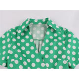 Dot Printed Cotton Green Party Vintage Rockabilly Dress With Belt Short Sleeve Retro 50s 60s Midi Pin Up Tunic