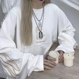 Harajuku White Sweatshirt Women Hiphop Streetwear Oversized Gothic Hoodie Long Sleeve Korean Pullovers Y2k