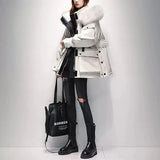 Women 2023 Winter Fashion Korean Loose Hooded Overcoats Female Big Fox Fur Collar Jackets Ladies 90% White Duck Down Hooded