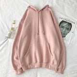 Hoodie Solid Loose Fleece Casual Long Sleeve Top Streetwear hip hop Pullover Sweatshirt Korean Fashion Couple
