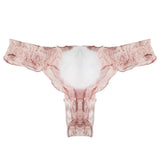 Sexy Lace Panties Cute Rabbit Tail Women's Underpants Breathable Transparent Underwear Comfort Thong Low Rise