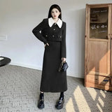 Spring Autumn High Quality Black White Corduroy Jacket Robe Tweed Skirt Two Piece Luxury Black Tweed Jacket Set Office
