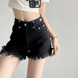 5Xl Bandage Denim Shorts Women Drawstring Tassel Jeans Shorts Summer Streetwear High Waist Casual Plus Size Short