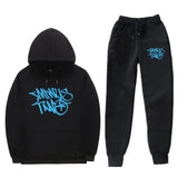 Popular Letter Gothic Print Hoodies Sweatpants Men Y2K New Street Hip Hop Fashion Sports Suit Unisex Casual Loose