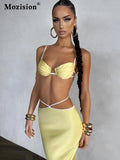 Sexy Hollow Out Two Piece Set For Women Dress Set Outfits Summer Lace Up Crop Top And Long Skirt Matching Sets