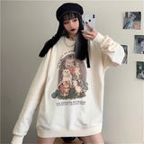 Hip Hop Streetwear Funny Cats Sweatshirt Women Oversized Streetwear Casual Kawaii Teens Clothes 2021 Autumn New