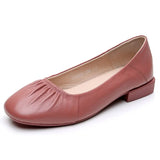 Shoes Soft Comfortable Genuine Leather Shoes Ladies Low Heels Soft Office Lady Work Shoes Slip On Pumps For