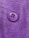 Autumn Oversized Shiny Purple Crocodile Pattern Faux Leather Blazer Women Long Sleeve Double Breasted Y2K Jacket