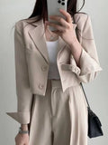 Women's Trouser Suit New Suit Suit Chic and Elegant Trouser Suit Korean Lapel Button High Waist Fashion Two-piece