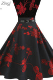 Women Summer Dress Floral Print Retro Vintage 1950s 60s Casual Party Office Robe Rockabilly Dresses Vestido