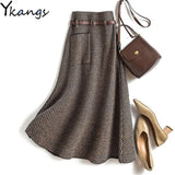 Ladies Vintage Houndstooth Wool Design A-Line Skirt Women 2022 Autumn Winter Wild Fashion Slim Casual Skirt Female