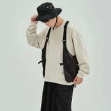 Streetwear Casual Cargo Vest Women Multi Pocket Tooling Vest Bf Hip Hop Y2K Gothic Loose Sleeveless Jacket Basic Tank