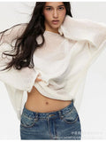 Spring And Summer New Hollow Sweater Women Wind Soft Loose Knitted Long-Sleeved Clothing