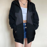 Multiple Star Patch kangaroo Pocket Oversized HoodieOutfit