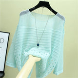 and Summer New Ice Silk Knitted Vest Tops White Shirt Hollow Out Bottoming Streetwear Fashion Womens Thin Clothing