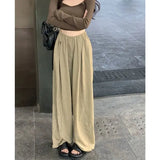 Cotton Linen Wide Leg Pants Women Streetwear High Waist Casual Full Length Y2K Korean Loose All Match Straight
