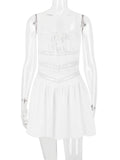 White Lace Patchwork Mini Dress-Outfit