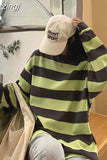 Striped Sweatshirt Women Harajuku Hoodie Ladies Casual Korean Sweatshirt Female Fashion O Neck Long Sleeve Top