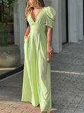 Sexy Long Jumpsuit Women V-neck Backless Lace Waist Jumpsuit Fashion Casual Street Women's Clothing Jump Suits for