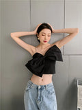 Padded Diamonds Corset Tube Top Strappy Top Women 2021 Summer Spaghetti Strap Bow Black Cami Crop