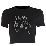 Zingj Simple Print T Women's Fashion Print Crop