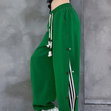 Harajuku Loose Wide Leg Pants Women High Waist Elastic Streetwear Sweatpants Summer Vintage Lace Up BF Straight