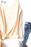 Women Knitting Spaghetti Strap Top Halter V Neck Camisole Women'S Basic Casual Sleeveless Knited Tank Tops Summer