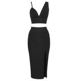 Piece Set Sleeveless Elegant Sexy Crop Top Skirts Set Party Clothes New Women Set Suit Bandage Tank Suit Tops