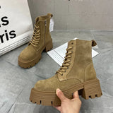 Ankle Leather Women Flat Platform Short Boots Ladies Shoes Fashion Autumn Winter Boots Women Shoes Platform