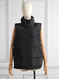 Simple Down Coats Women Autumn And Winter Solid Color Turn Down Collar Zipper Sleeveless Puffer Jacket Chaquetas