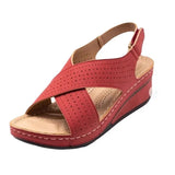 Women's Shoes Summer Women's Sandals Slope And Breathable Magic Thick Bottom Hollow Sandals Large