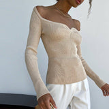 Autumn V Neck Women Knitted Sweater Tops Long Sleeve Skinny Basic 2022 Sexy Casual Pullover