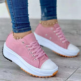 Spring and Autumn New Canvas Shoes Lace Up Thick Bottom Large Size Muffin Bottom Low Top Comfortable Casual