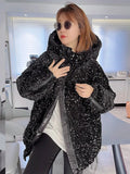 Sequins Women Winter Down Jacket Thick Parka Coat With Bling Bling Fashion Design Puffer