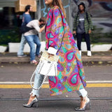 Extended Double Breasted Printed Loose Trench