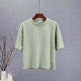 Summer Soft Cotton Sets Women Basic Casual Two Pieces T Shirts and Elastic Waist Shorts Pants Loose Solid