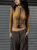Long Sleeve Dot Pattern Crop Top-Outfit