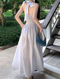 Spring And Summer New Temperament Thin Design Small Fish Bone Bundle Hanging Neck V-Neck Dress Fish Bone
