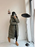 New Women's Winter Hooded Long Parkas With Pockets Thick White Duck Down Jacket Loose Warm Puffer Coat