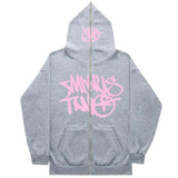 Zipper Hoodies Minus Two Pattern Printing Solid Color Oversized Clothing 2023 New Punk Harajuku Leisure Best Selling