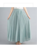 Women's Literature And Art Large Cotton Tamples Skirt Tight Waist A-Shaped Skirt Long Solid National Style Skirt 24
