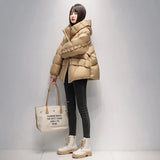 90% White Duck Down Jacket Women Short Loose Puffer Coat Hooded Thick Warm Female Casual Feather Parkas
