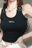 Hotsweet Slim High Waist Camis Black Sexy U Neck Crop Tops Short Tanks Y2k Women Grunge Hip Hop Tank Gothic